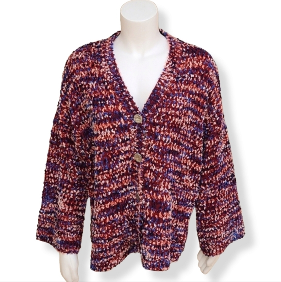 MARC NEW YORK Confetti Boucle Chenille Sweater M Oversized Shaggy Cardigan Fuzzy - Picture 9 of 16